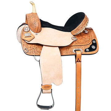 Hilason Western Horse Treeless Barrel American Leather Saddle
